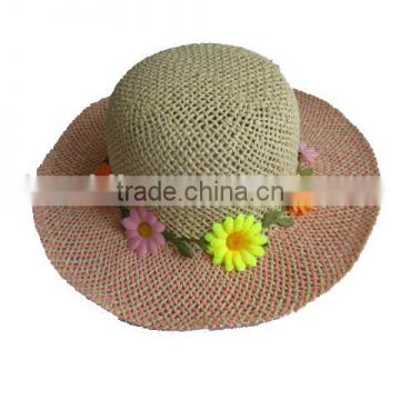 mix color hand weave flower ladis's summer fashion paper straw hat