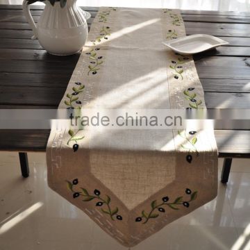 100% Linen /linen/polyester,table runner with embroidery,with tassels,new design