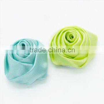 Satin Rosettes Fabric Flowers- Wedding Bouquet- Headband Hairclip Bobby Pin Flowergirl Satin Rose Baby Girl Headband photo-5