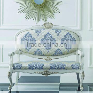 Black Antique French Style Leisure Wooden Two Seat Sofa Furniture