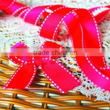 China wholesale ribbon printing saddle stitched grosgrain ribbon wired ribbon for gift packaging