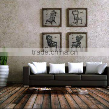 Wholesale 4 panel MDF linen prints wall decor series of canvas painting prints