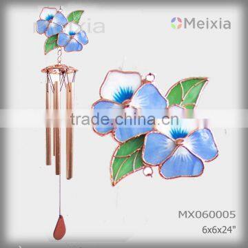 MX060005- wholesale tiffany style stained glass wall hanging flower decoration metal wind chime