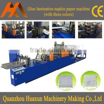 Automatic embossing paper serviette lamination folding napkin tissue processing machine