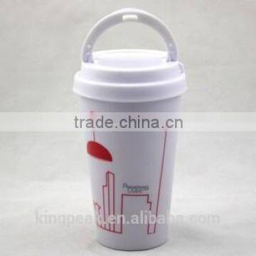 2015 New design plastic double wall portable starbucks coffee mug/plastic starbucks tumbler/Plastic travel mug