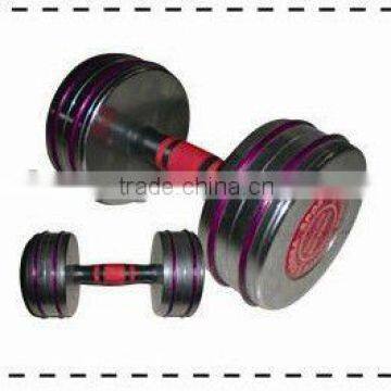 all steel chromed dumbbell with massage handle and color ring chrome weight dumbbell