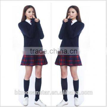 Sales girl student uniforms suit cultivate one's morality jacket v-neck sweater a red plaid skirt