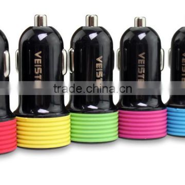 Factory supply fastest car charger 2.4a silicon car charger for mobile