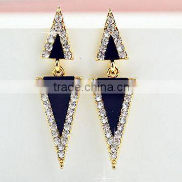 ladies triangle shape alloy crystal costume jewelry earrings