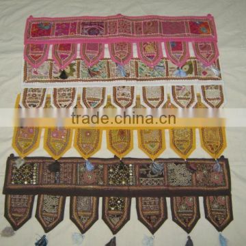 Indian Home Decorative Vintage Door Hanging Bandhanwar Toran with Embroidery Mirrorwork and Sequins Work