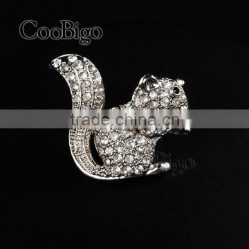 Fashion Jewelry Cute Little Squirrel Rhinestone Pin Brooch Women Girl Party Promotion Gift Apparel Accessories