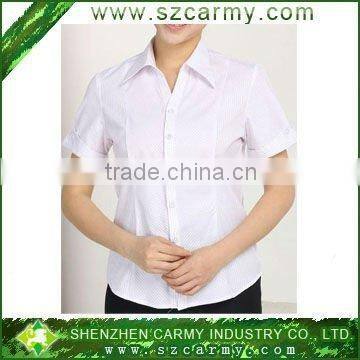 Summer office ladies short-sleeve 100%cotton blouse /elegant office lady style white shirt