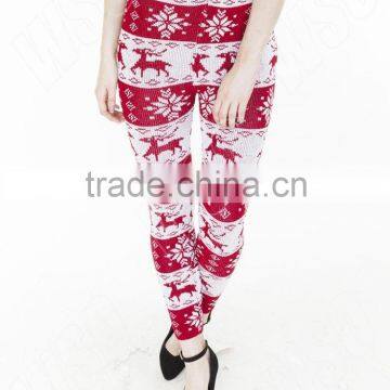 women ladies knitted Christmas reindeer print leggings,