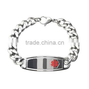 Wholesale curb chain Band curved Plaque stainless steel medical alert id bracelet                        
                                                Quality Choice
