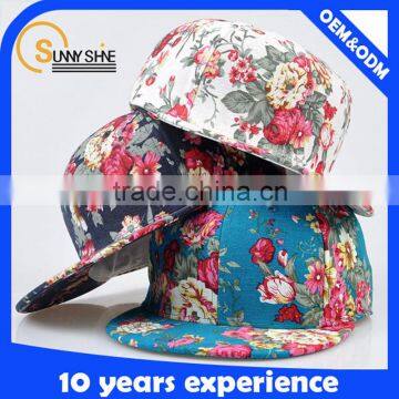 Custom 6 Panel Snapback Caps Wholesale High Quality Floral Women's Hats