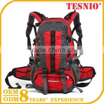 Red Outdoor Adventure Backpack Made of 600D Polyester Multifunctional Luggage for Hiking Schooling Fishing