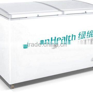 Top open door chest freezer,deep freezer with lock&key,interior lamp,inner glass door
