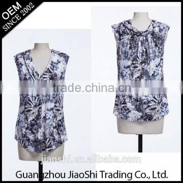Free Sample 2016 New Fashion Designer Wholesale Women Top Printed Plus Size Sleeveless Ladies Tops Latest Design