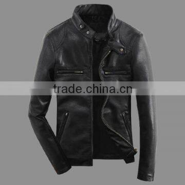 New arrival winter men's wash pu leather jacket