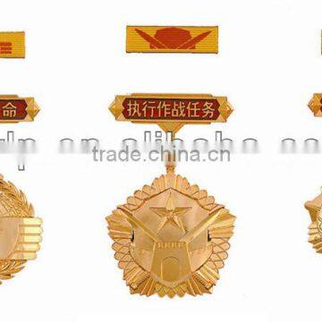 Millitary gold silver bronze medallion custom neck metal medal