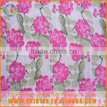 Soft bedding textile cheap microfiber fabric Peach skin chiffon custom fabric printed flower