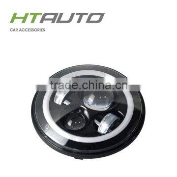 HTAUTO 7inch 40w Hi/Lo Beam Led Working Lights Halo Ring Projector Led Headlight For Jeep Wrangler