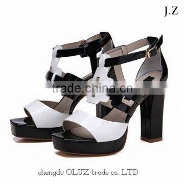 YX01 Flocking High Heel 2cm Platforms Patent pu Upper Sandals Shoes, Wedding Sandal, Roman Sandal for Girls photo-2