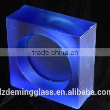 special-shaped glass block with circular depression inside with CE,ISO f for building decoration