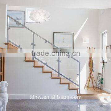 Contemporary Staircase Railing Tempered Glass Balustrades with Stainless Steel Handrail