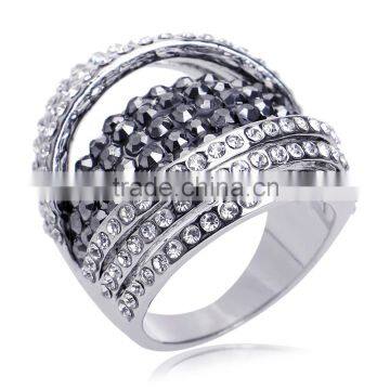 18k White Gold Ring GP Full Austrian Crystal Open Mouth Elegance Rings