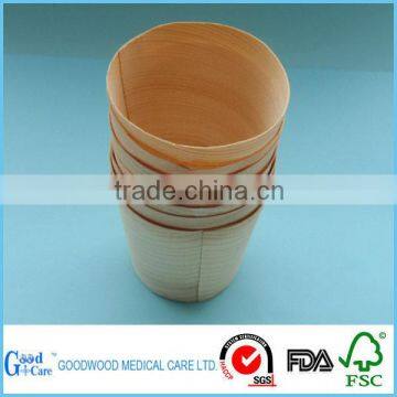 2015 new product disposable pine wooden round cup