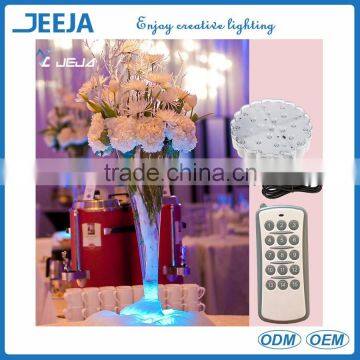 new design wedding led rechargeable light base/500 meters remote controlled light base for table setting/wedding flower stands