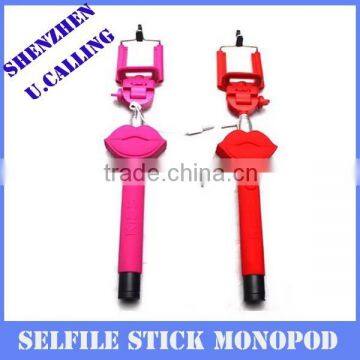 New Arrical Flexible Extendable Selfie Stick Kiss Style Monopod With Cable No Need Bluetooth photo-2