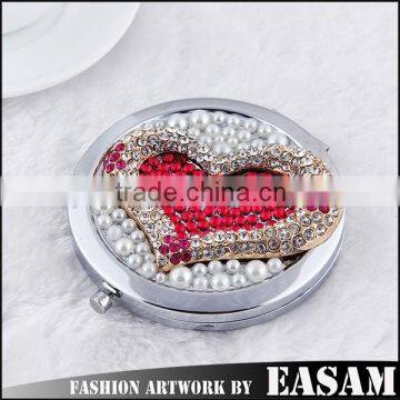 ladies decorative girls hand cosmetic mirrors big heart rhinestone mirrors                        
                                                Quality Choice