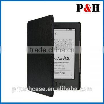 Leather case cover wallet for amazon kindle 4, Lagging leather case, PU leather case