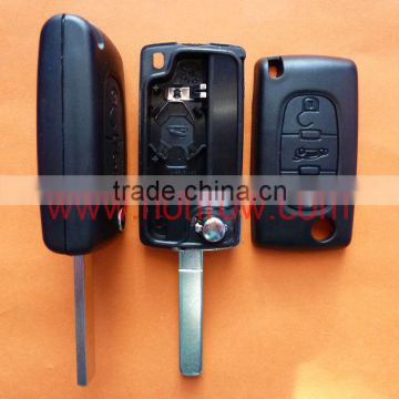 Peugeot 307/VA2 blade 3 buttons flip remote car key blank shell With battery place with trunk button key Shell Blank Case Cover