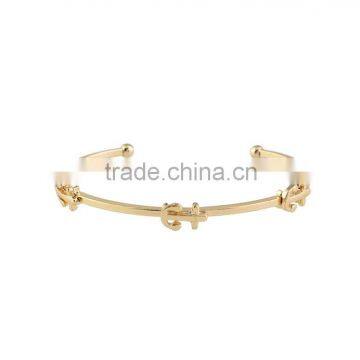 Wholesale fashion gold plated anchor cuff bangle bracelet