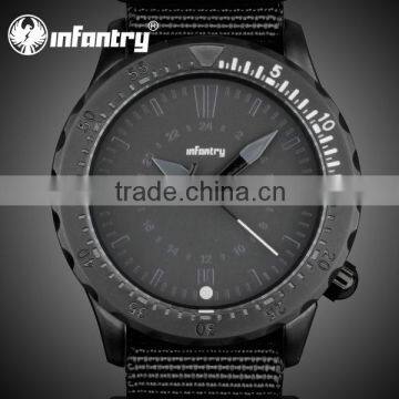 INFANTRY New Men Military Black Nylon Hours Clock Quartz Sports Wrist Watch