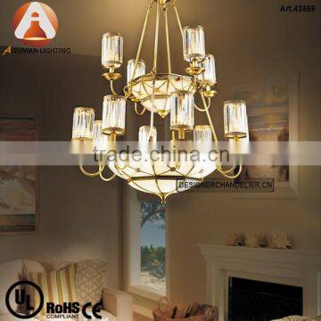 Arabic Modern Chandelier Brass Light with Glass Shade