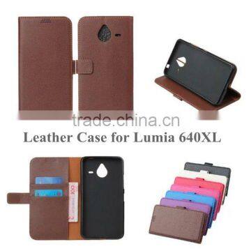 New Product PU Leather Classic Book Folio Case for Lumia 640XL with Card Slot and Stand