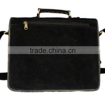 Handmade Genuine Leather Black Suede Laptop Bag and Suede Satchel Briefcase photo-3