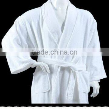 Cotton Hot Sale Weave Bathrobe Fancy Long Pajamas White Bathrobe