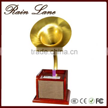 Rain Lane High Quality USB SD Bluetooth Speakers With Wooden Case Craft Gift Gramophone Replica