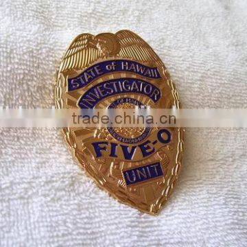 high quality metal badge with safety pin; custom metal badge; brass emblem