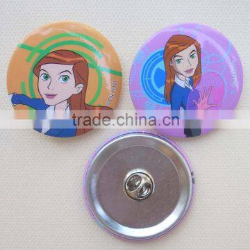 Hot sale metal pin badge with butterfly clasp, full color printing button badge