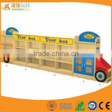 Bus shape daycare wooden Kids Cabinet for sale