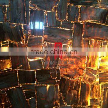 Petrified Wood Design With Backlit Effect Agate Stone Agate Slab For Agate Countertop