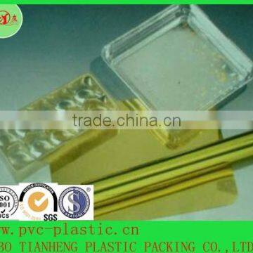 Metalize gold , rigid PVC sheet plastic film for candy tray packing use