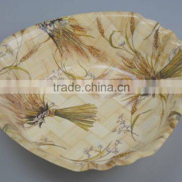 Retail No Normal Anomaly Triangle Color Painting Picture Handmade Bamboo Woven Wooden Salad Bowl Kitchen Tools photo-2