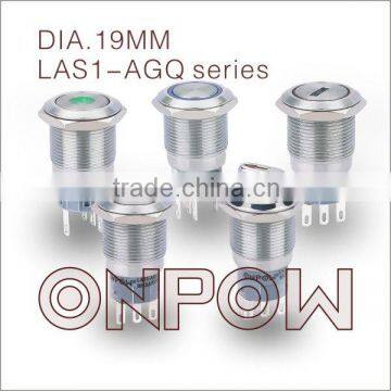 ONPOW illuminated push button switch(LAS1-AGQ Series,19mm,CE,CCC,UL,Rohs,REACH approval,anti-vandal,stainless steel)